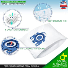 Load image into Gallery viewer, 16x Vacuum Bags + Filters for Miele GN FJM S2 S5 S8 C1 C2 C3 Self-Sealing Bags
