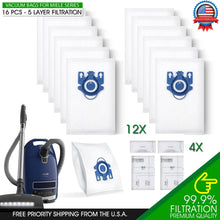 Load image into Gallery viewer, 16x Vacuum Bags + Filters for Miele GN FJM S2 S5 S8 C1 C2 C3 Self-Sealing Bags
