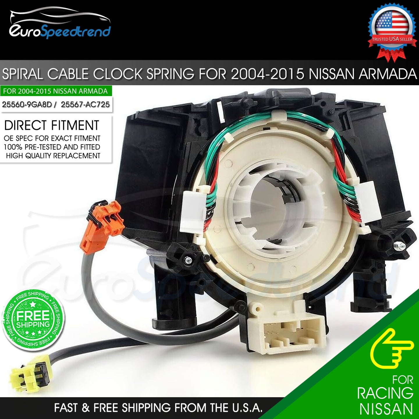 Spiral Cable Clock Spring for Nissan Armada 2004-2015 25560-9GA8D Steering Wheel