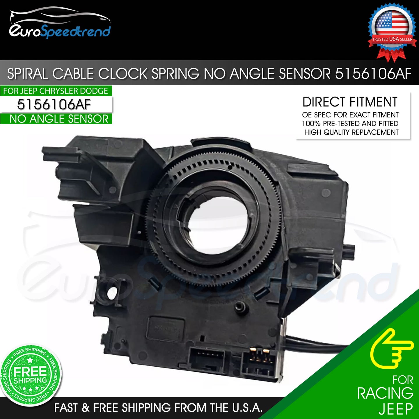 Spiral Cable Clock Spring for Jeep Wrangler JK 2007-18 Without Angle Sensor
