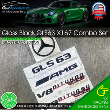 Load image into Gallery viewer, GLS63 AMG V8 BITURBO 4MATIC+ Star Trunk Emblem Black Combo Set For Mercedes Benz X167
