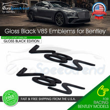 Load image into Gallery viewer, 2x V8S Fender Emblem  For Bentley Flying Spur Badge Logo Sport Car Gloss Black

