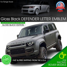 Load image into Gallery viewer, DEFENDER Letter Emblem Fit Land Rover Gloss Black Front Hood Badge Defender 2019-2026

