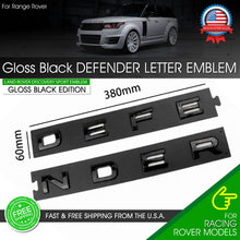 Load image into Gallery viewer, DEFENDER Letter Emblem Fit Land Rover Gloss Black Front Hood Badge Defender 2019-2026
