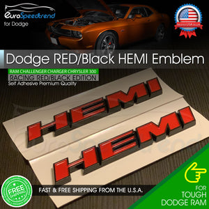 2X Hemi Emblem Red Black Side Badge for Dodge Challenger Chrysler Charger