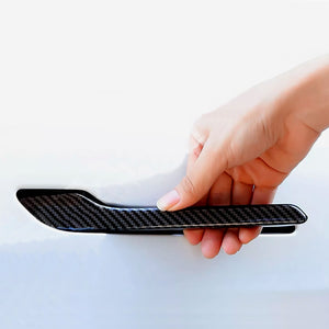 4 Gloss Carbon Fiber Style Door Handle Trim Cover Accessories Tesla Model 3 Y
