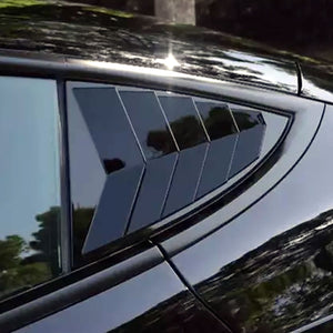 Gloss Black Rear Side Window Louver Shutter Covers for 2017-2022 Tesla Model 3