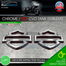 Load image into Gallery viewer, Harley CVO Custom Tank Emblems Chrome Red 3D Logo Road Glide Set of 2
