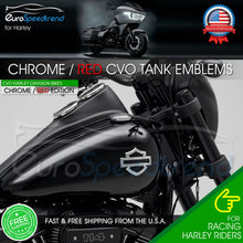 Load image into Gallery viewer, Harley CVO Custom Tank Emblems Chrome Red 3D Logo Road Glide Set of 2
