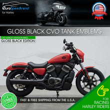 Load image into Gallery viewer, Harley CVO Custom Tank Emblems Gloss Black 3D Logo Road Glide Set of 2
