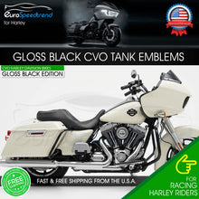 Load image into Gallery viewer, Harley CVO Custom Tank Emblems Gloss Black 3D Logo Road Glide Set of 2
