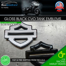 Load image into Gallery viewer, Harley CVO Custom Tank Emblems Gloss Black 3D Logo Road Glide Set of 2

