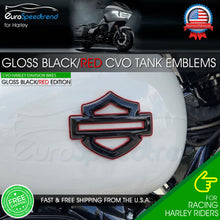 Load image into Gallery viewer, Harley CVO Custom Tank Emblems Gloss Black Red 3D Logo Road Glide Set of 2
