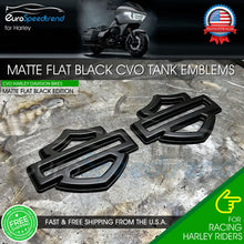 Load image into Gallery viewer, Harley CVO Custom Tank Emblems Matte Flat Black 3D Logo Road Glide Set of 2
