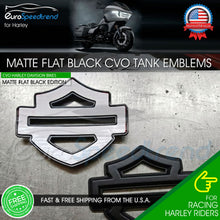 Load image into Gallery viewer, Harley CVO Custom Tank Emblems Matte Flat Black 3D Logo Road Glide Set of 2
