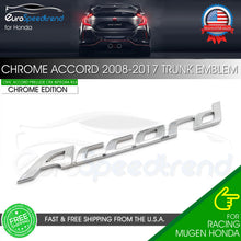 Load image into Gallery viewer, For Honda Accord 2008-2017 Chrome Letter Emblem Rear Trunk Lid Sport Badge

