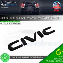 Load image into Gallery viewer, For Honda CIVIC 2022-2025 Gloss Black Letter Emblem Rear Trunk Lid Sport Badge
