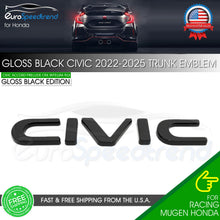 Load image into Gallery viewer, For Honda CIVIC 2022-2025 Gloss Black Letter Emblem Rear Trunk Lid Sport Badge
