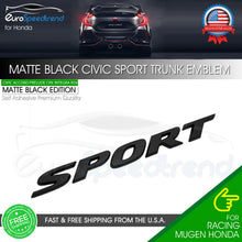 Load image into Gallery viewer, Sport Letters For Honda Civic Matte Black Rear Emblem Trunk Lid Badge Nameplate
