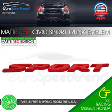 Load image into Gallery viewer, Sport Letters For Honda Civic Matte Red Rear Emblem Trunk Lid Badge Nameplate
