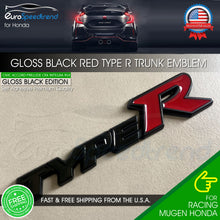 Load image into Gallery viewer, Type R Black Red Emblem For Honda Acura Rear Trunk Lid Racing SPort Nameplate Badge
