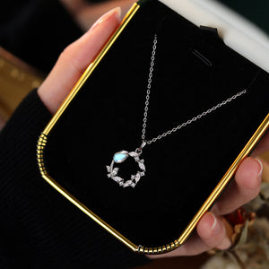 Tulip Moonstone Necklace 925 Sterling Silver, June Birthstone
