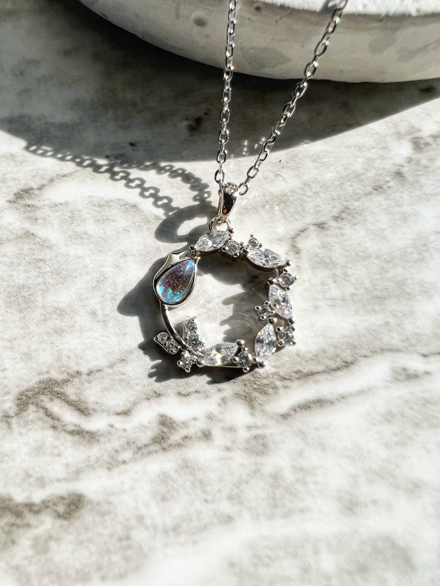 Tulip Moonstone Necklace 925 Sterling Silver, June Birthstone