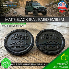 Load image into Gallery viewer, Matte Black Trail Rated 4x4 Emblem Badge (Pair) for Jeep Wrangler Grand Cherokee Compass Patriot
