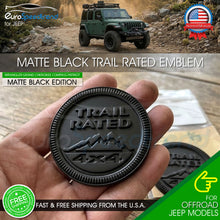 Load image into Gallery viewer, Matte Black Trail Rated 4x4 Emblem Badge (Pair) for Jeep Wrangler Grand Cherokee Compass Patriot
