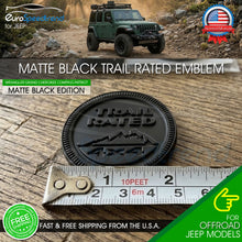 Load image into Gallery viewer, Matte Black Trail Rated 4x4 Emblem Badge (Pair) for Jeep Wrangler Grand Cherokee Compass Patriot

