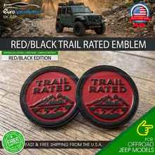 Load image into Gallery viewer, Red Black Trail Rated 4x4 Emblem Badge (Pair) for Jeep Wrangler Grand Cherokee Compass Patriot
