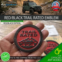 Load image into Gallery viewer, Red Black Trail Rated 4x4 Emblem Badge (Pair) for Jeep Wrangler Grand Cherokee Compass Patriot
