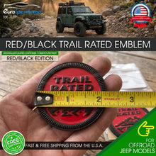 Load image into Gallery viewer, Red Black Trail Rated 4x4 Emblem Badge (Pair) for Jeep Wrangler Grand Cherokee Compass Patriot
