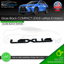 Load image into Gallery viewer, Scripted Lexus Letter Compact Emblem For Lexus Gloss Black Trunk Lid Logo Badge 3D F-Sport

