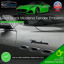Load image into Gallery viewer, Modena Gloss Black Fender Emblem For Maserati 3D Badge Nameplate Ghibli Levante Grecale
