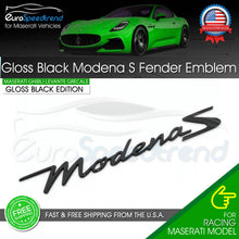 Load image into Gallery viewer, Modena S Gloss Black Fender Emblem For Maserati 3D Badge Nameplate Ghibli Levante Grecale
