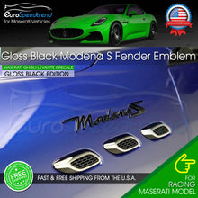 Load image into Gallery viewer, Modena S Gloss Black Fender Emblem For Maserati 3D Badge Nameplate Ghibli Levante Grecale
