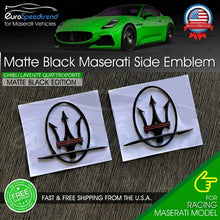 Load image into Gallery viewer, Maserati Side Emblem Matte Black Red Lines 3D Quaterpanel Logo Badge Ghibli Levante L+R
