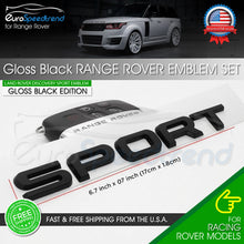 Load image into Gallery viewer, For Range Rover Sport Emblem Set Gloss Black Front Bonnet Rear Trunk Land Rover Badge
