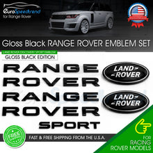Load image into Gallery viewer, For Range Rover Sport Emblem Set Gloss Black Front Bonnet Rear Trunk Land Rover Badge
