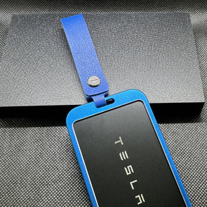 Blue Aluminum Key Card Holder & Protector Strap Accessories Tesla Model 3 Y S X