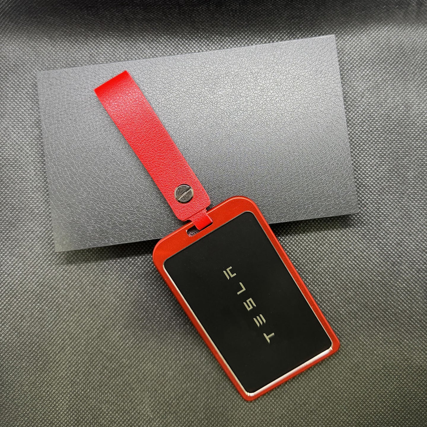 Red Aluminum Key Card Holder & Protector Strap Accessories Tesla Model 3 Y S X