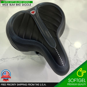 Gel Bike Saddle Wide Seat Cushion Soft Comfy Big Bum Pad Cruiser Bicycle E-Bike
