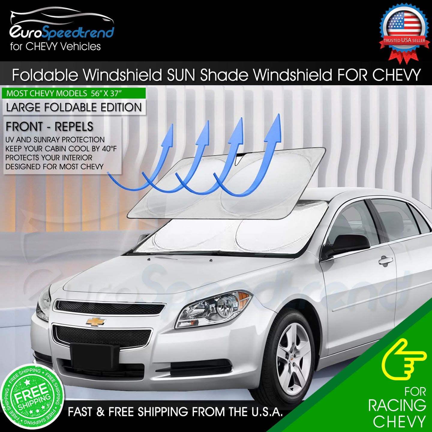 Sun Shade for Chevy Malibu Front Visor Windshield Foldable Cover UV Protection