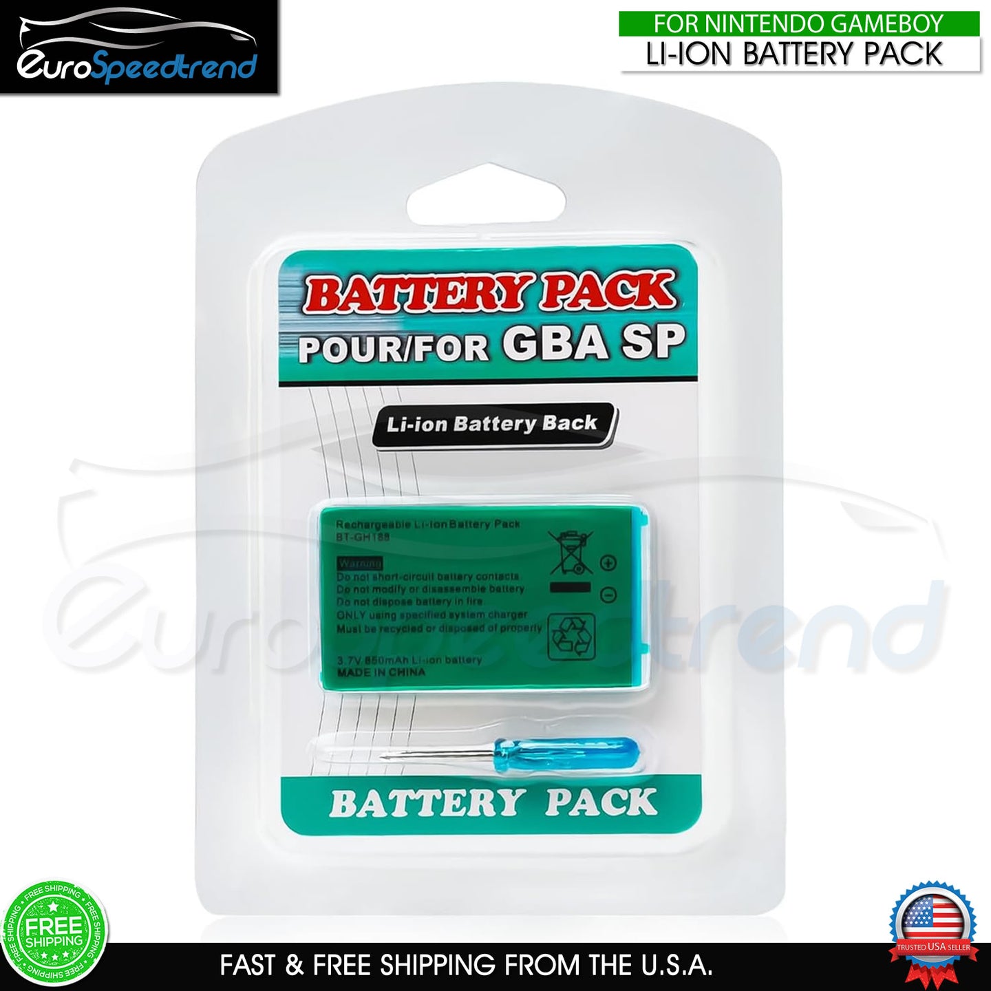 Nintendo Game Boy Advance SP Li-ion Battery Replacement 3.7 V 850mAh Tool Set