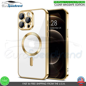 Mag Safe Case For iPhone 11 Pro Max Clear TPU with Camera Lens Cover Shockproof