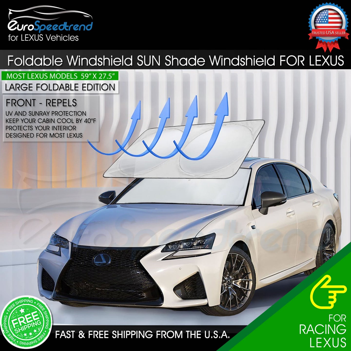 For Lexus Large Foldable Sun Shade Visor Car Windshield Cover UV 210T Protection