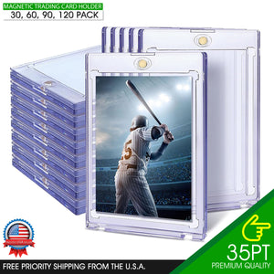 30 Pack Magnetic Trading Sports Card Holders 35pt One-Touch UV Protection YUGIOH