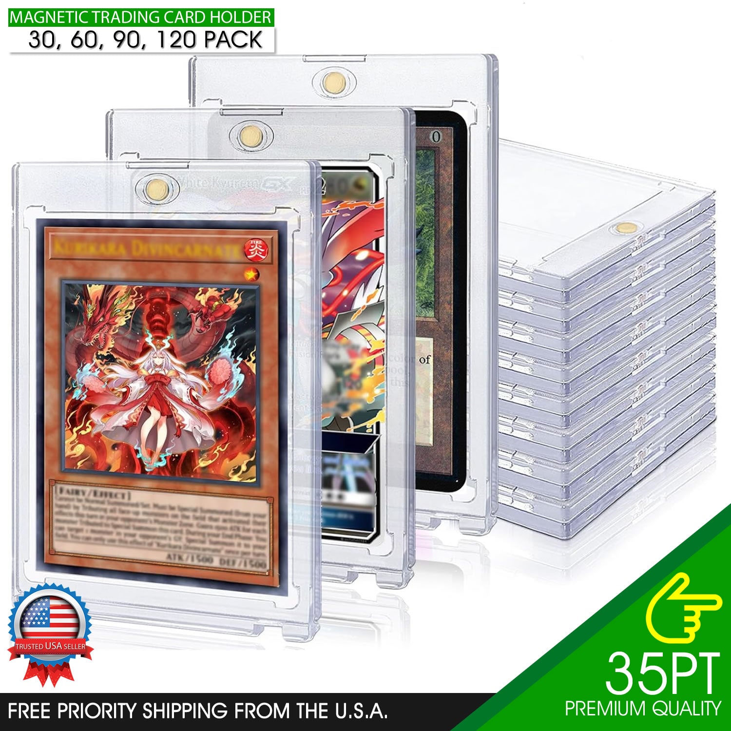 30 Pack Magnetic Trading Sports Card Holders 35pt One-Touch UV Protect 30 Pack Magnetic Trading Sports Card Holders 35pt One-Touch UV Protect