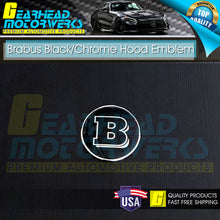 Load image into Gallery viewer, Brabus Black Flat Hood Front Emblem Chrome 3D For Mercedes Benz 57mm
